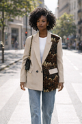Blazer crème oversize wax marron