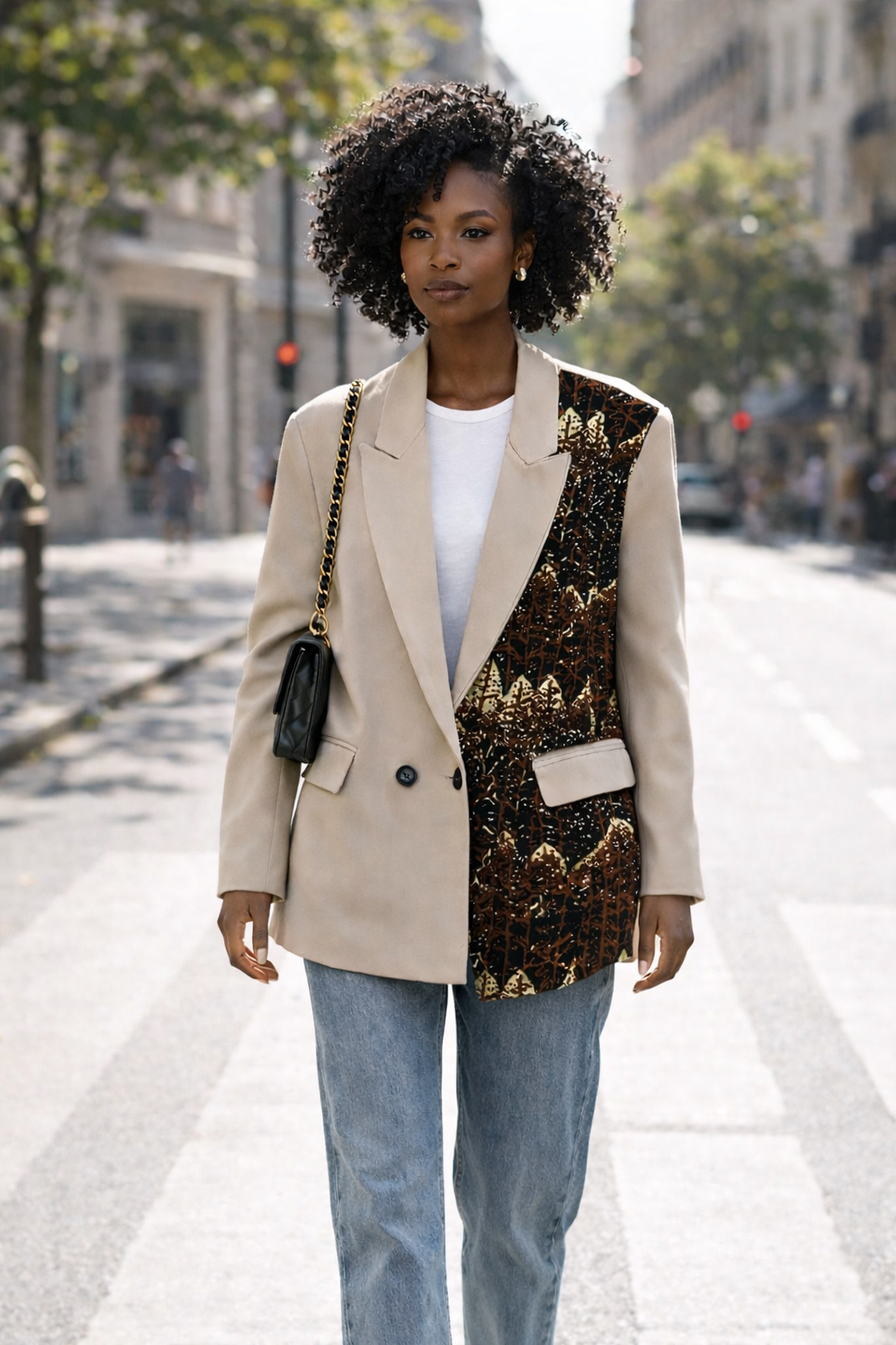 Blazer crème oversize wax marron