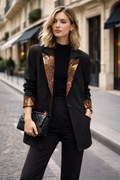 Blazer femme col wax marron doré – élégant Assawa Couture