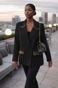 Blazer femme oversize élégant détail Wax doré marron