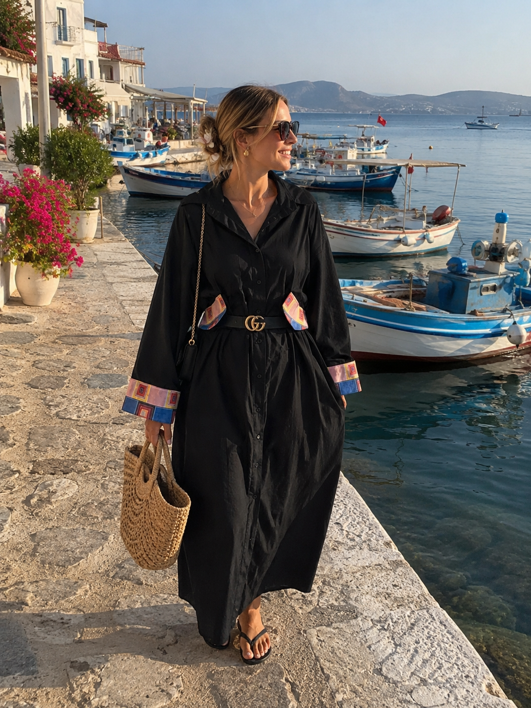 Robe Chemise Oversize avec détail Wax – Collection Été | Assawa Couture
