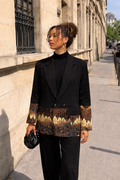 Blazer noir femme avec wax bas – style chic Assawa Couture