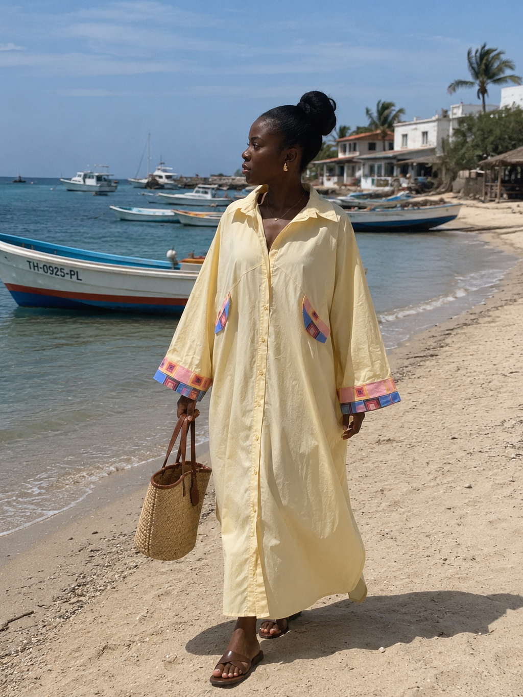 Robe Chemise Oversize avec détail Wax – Collection Été | Assawa Couture