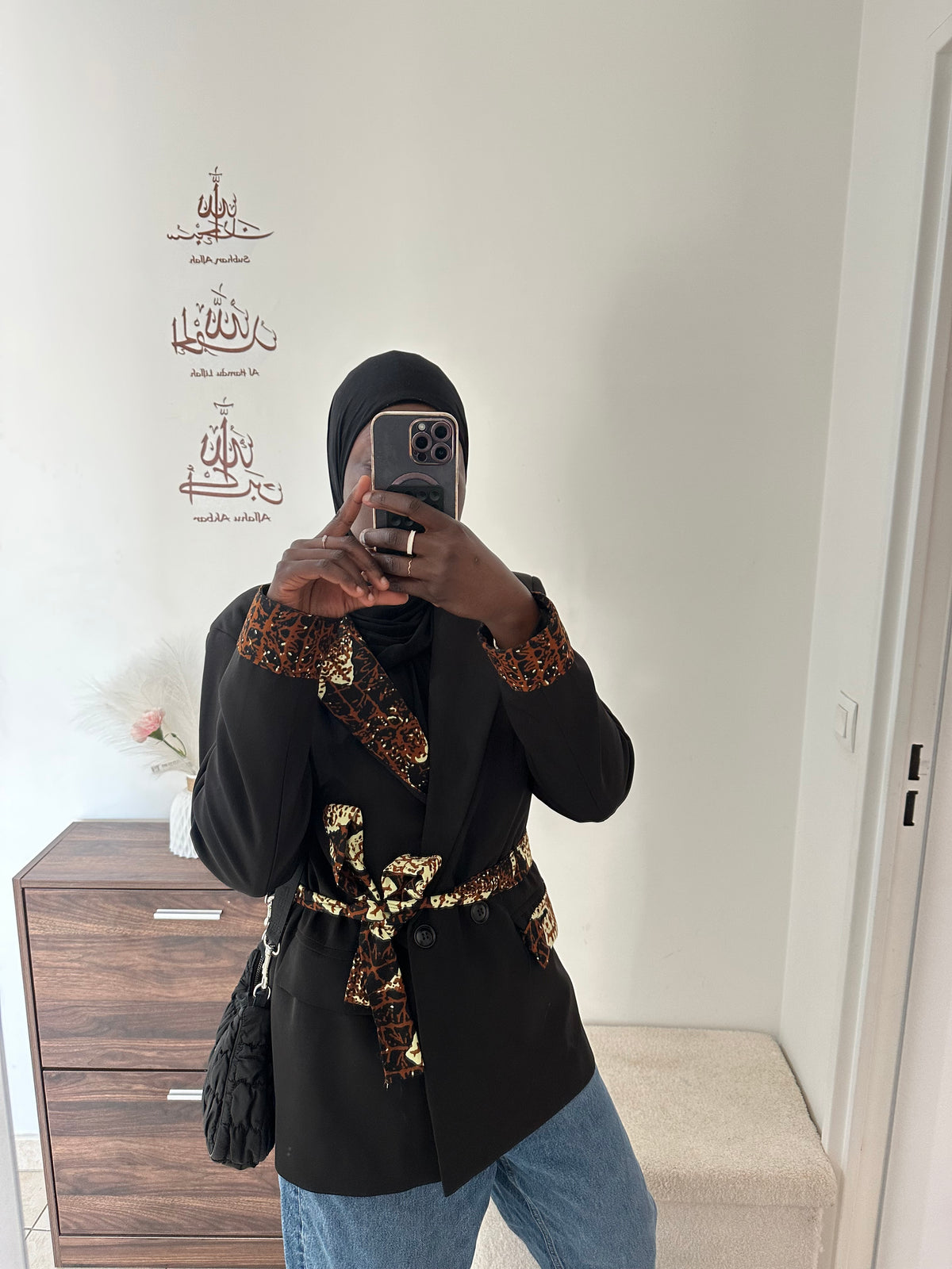 Blazer femme avec ceinture en Wax - AssawaCouture