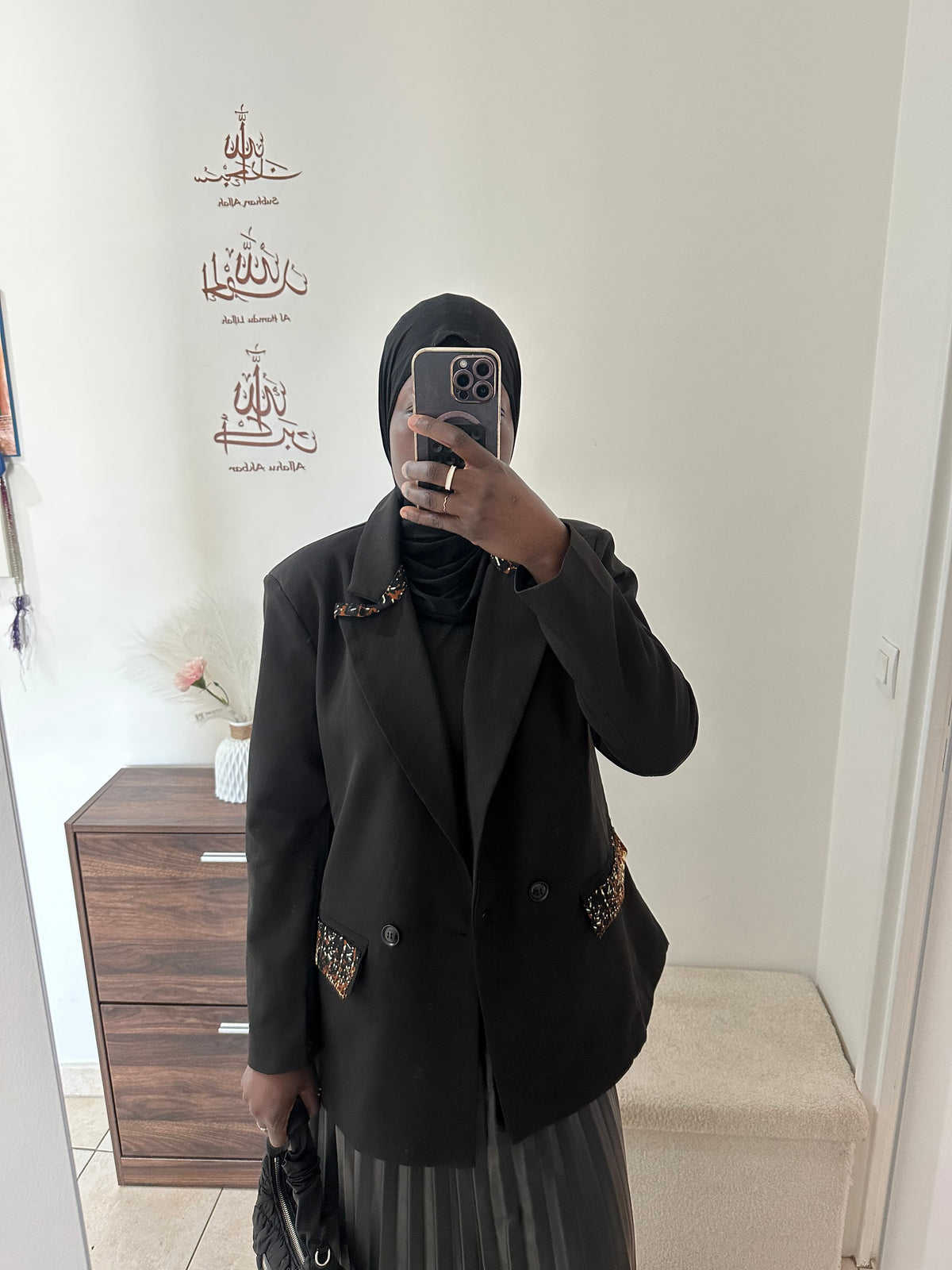 Blazer femme oversize élégant détail Wax doré marron