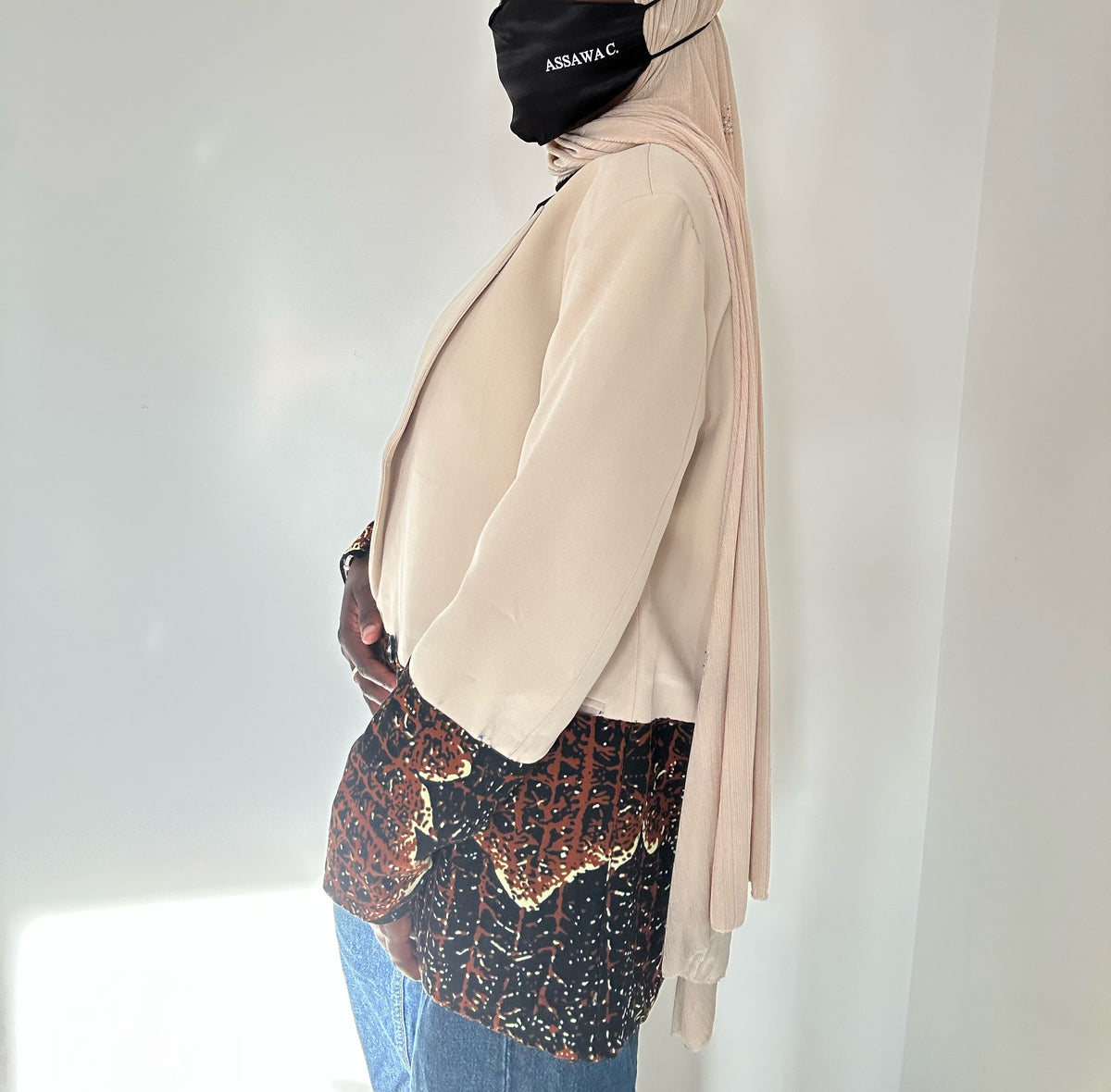 Blazer femme chic crème wax marron doré