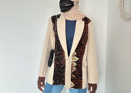Blazer élégant crème wax brun