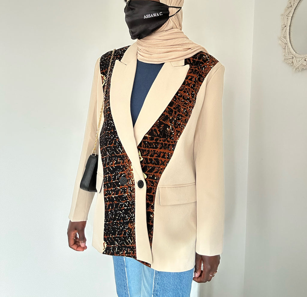Blazer élégant crème wax brun