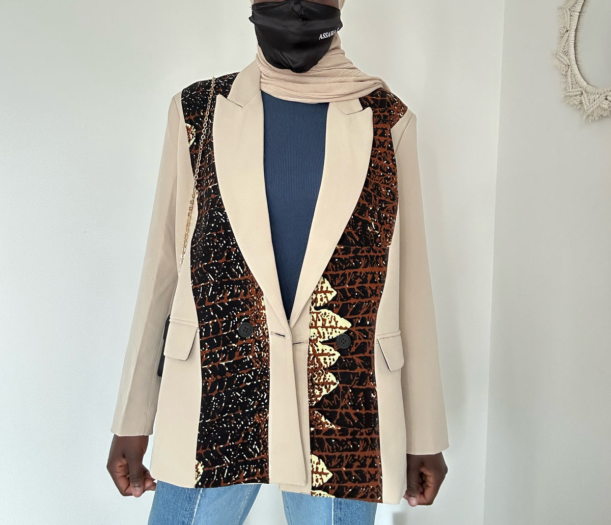 Blazer élégant crème wax brun