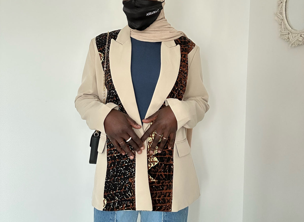 Blazer élégant crème wax brun