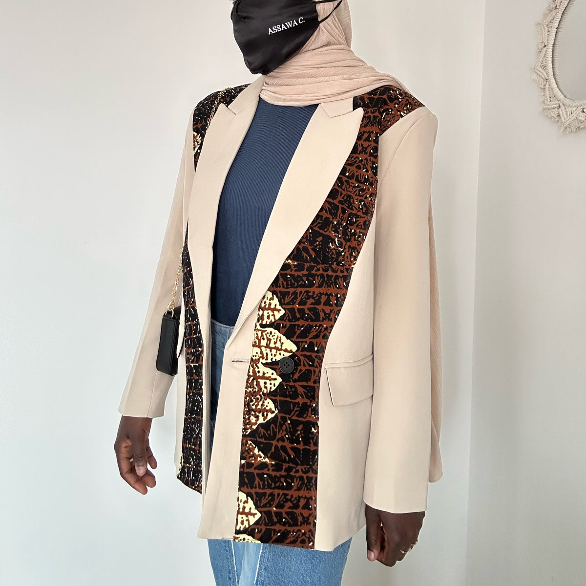 Blazer élégant crème wax brun