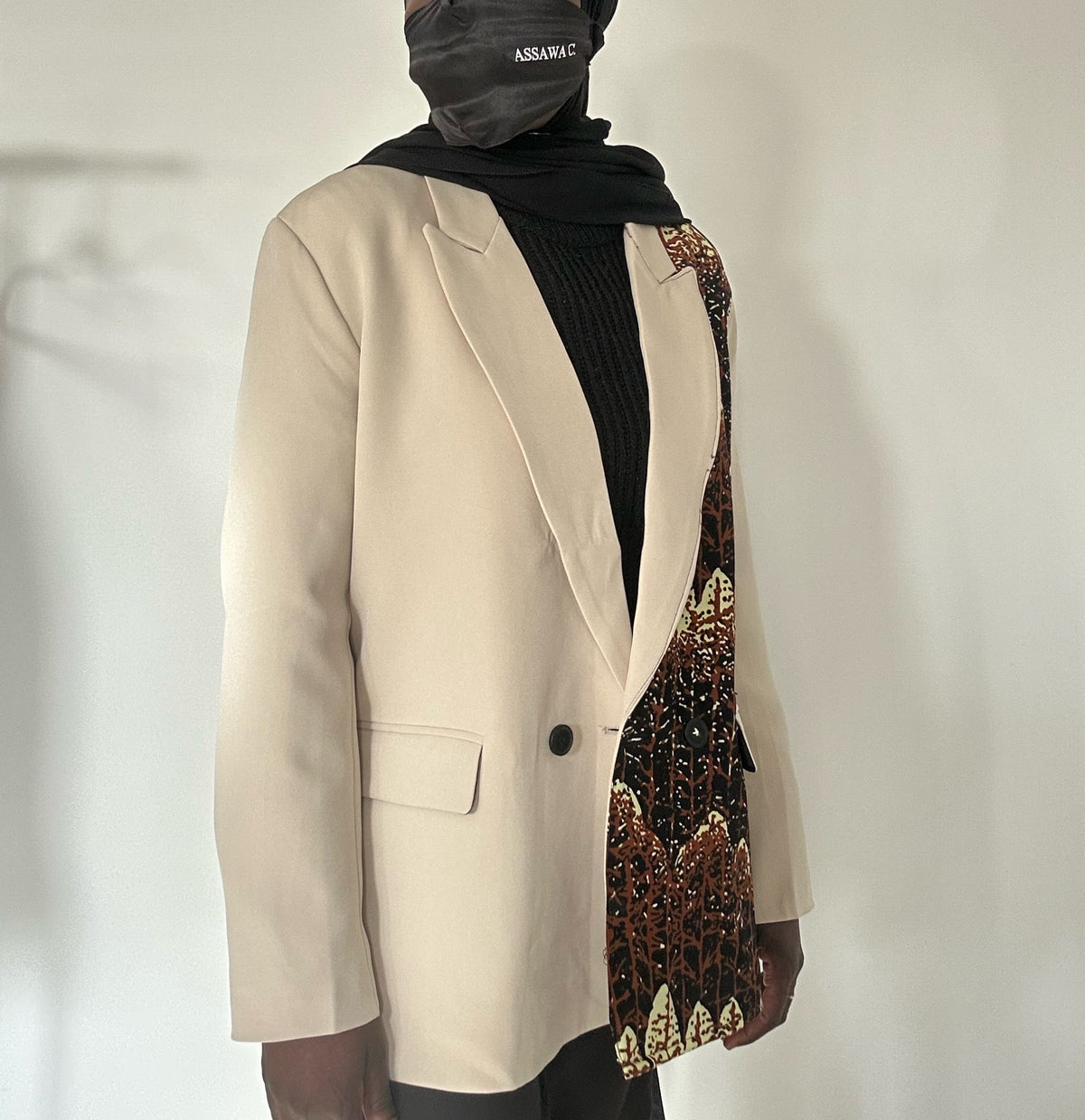 Blazer crème oversize wax marron