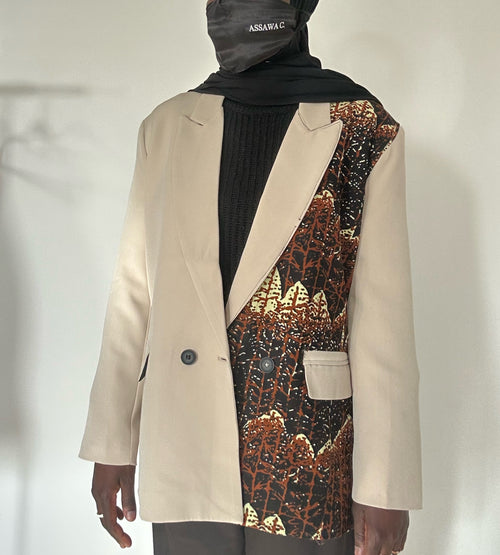 Blazer crème oversize wax marron