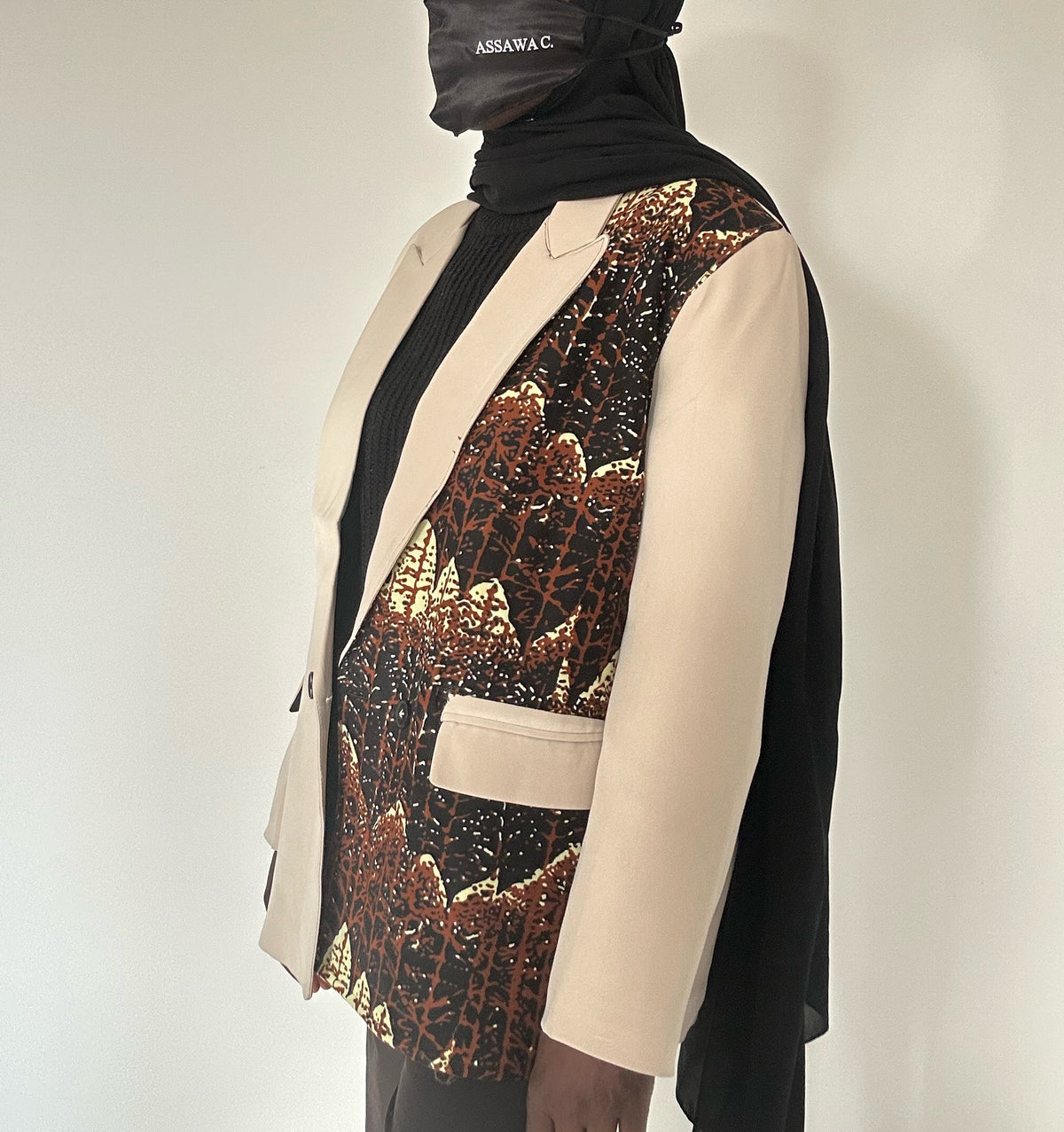 Blazer crème oversize wax marron