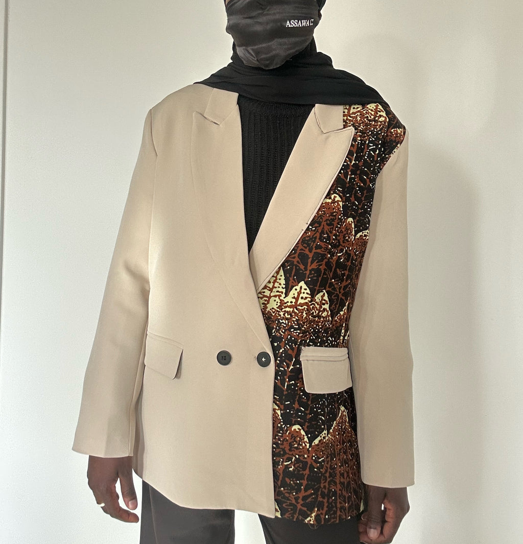 Blazer crème oversize wax marron