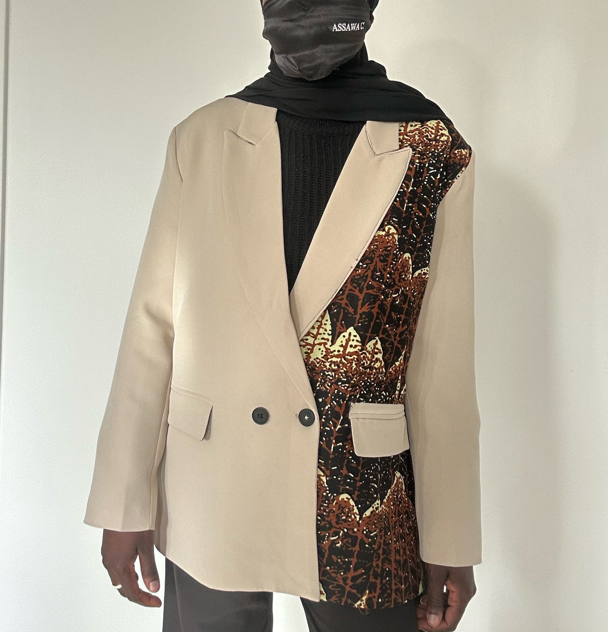 Blazer crème oversize wax marron